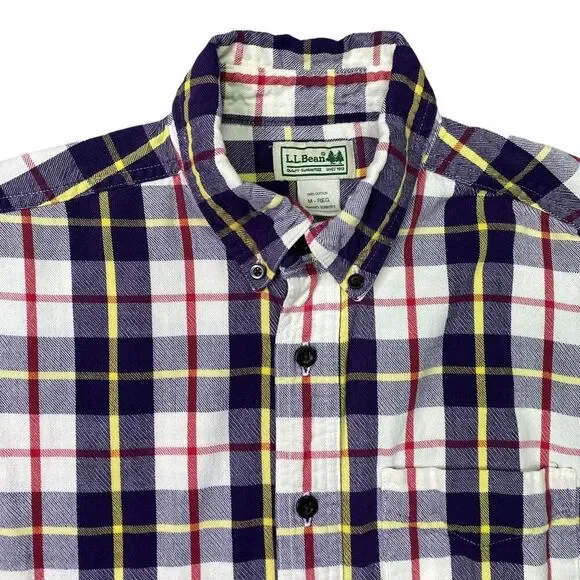 L.L. Bean Flannel Scotch Plaid Button Down Size Medium - Picture 3 of 6